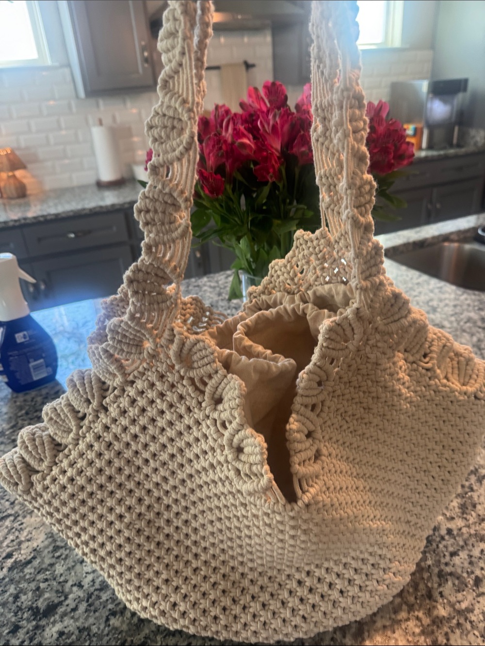 ZARA Handmade Cream Crochet Tote Bag – Stylish Women’s Shoulder Bag